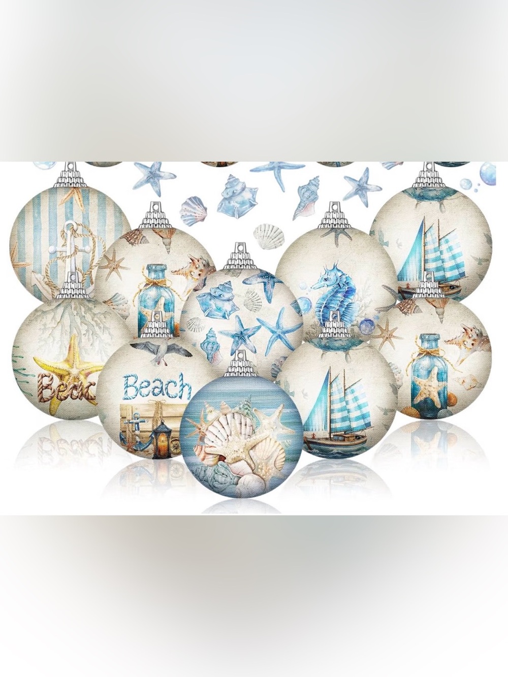 Coastal/Beach 16 Pcs Summer Beach Ornaments Ball - NIP - Picture 1 of 9
